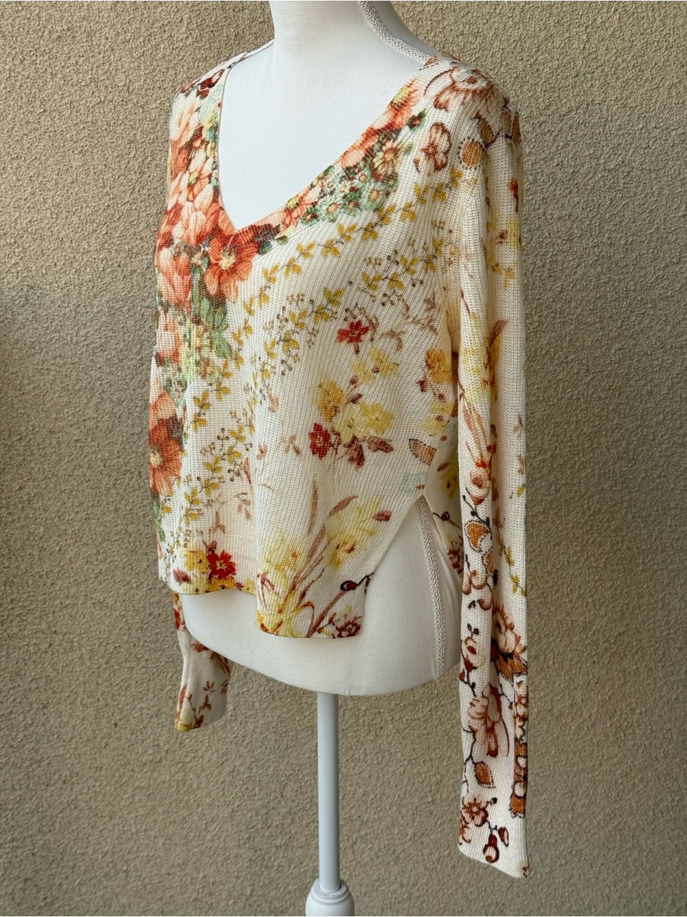 Anthropologie The Dreamer Floral V-Neck Sweater Womens Linen Blend Boho XS Fairy - Picture 12 of 12